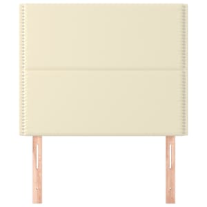 vidaXL Čelo postele kr&eacute;mov&eacute; 100x5x118/128 cm uměl&aacute; kůže