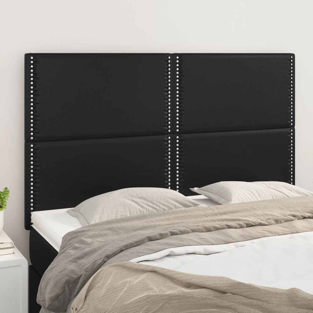 vidaXL Tăblii de pat, 4 buc, negru, 72x5x78/88 cm, piele ecologică