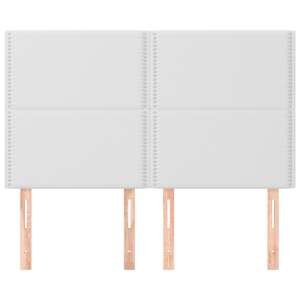 vidaXL Tăblie de pat albă 144x5x118/128 cm piele ecologică