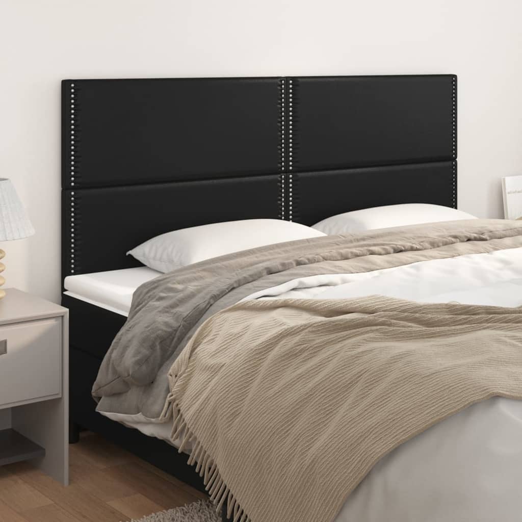 vidaXL Tăblii de pat, 4 buc, negru, 80x5x78/88 cm, piele ecologică