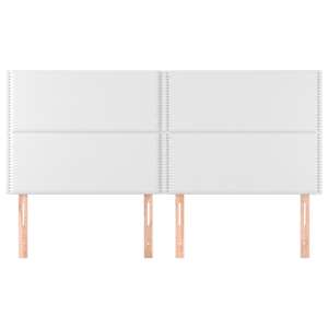 vidaXL Tăblie de pat albă 160x5x118/128 cm piele ecologică