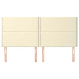 vidaXL Zagł&oacute;wek kremowy 200x5x118/128 cm sk&oacute;ra ekologiczna