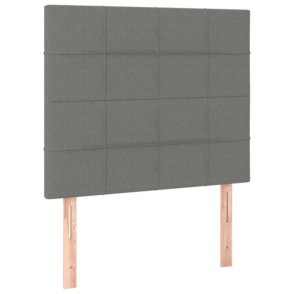vidaXL Čelo postele 2 ks tmavě šed 90x5x78/88 cm textil