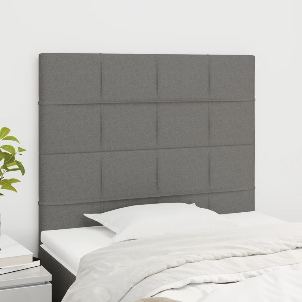 vidaXL Kopfteile 2 Stk. Dunkelgrau 90x5x78/88 cm Stoff