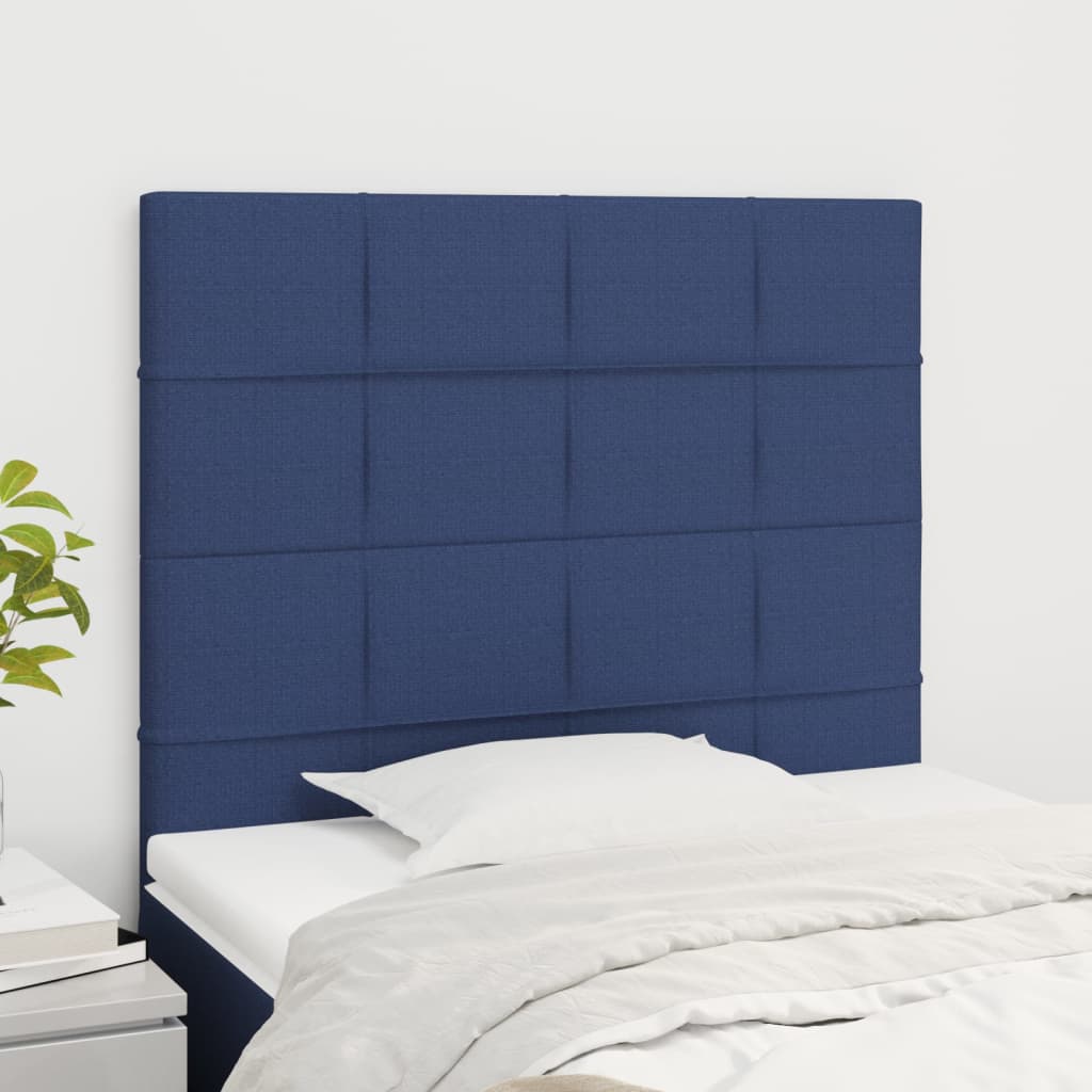 vidaXL Tăblii de pat, 2 buc, albastru, 90x5x78/88 cm, textil