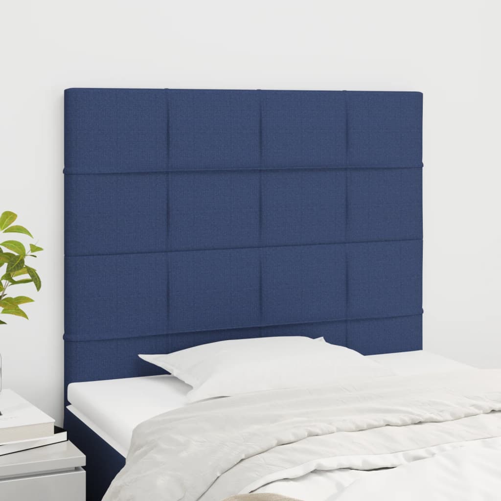 vidaXL Tăblii de pat, 2 buc, albastru, 100x5x78/88 cm, textil