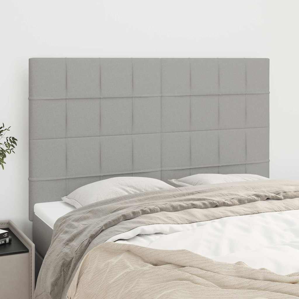 Sengegavl i stof - lysegrå 144×5×118/128 cm, polstret og højdejusterbar