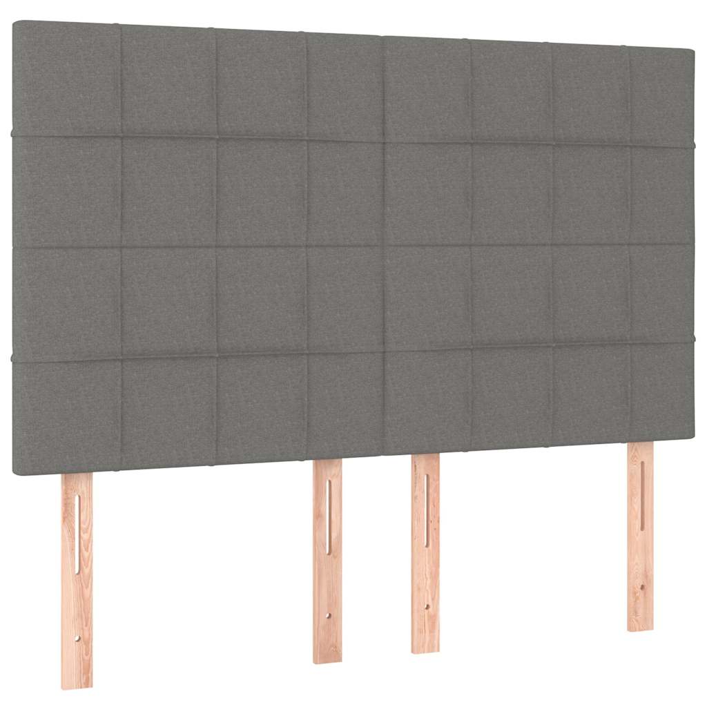 vidaXL Tăblie de pat gri închis 144x5x118/128 cm, material textil