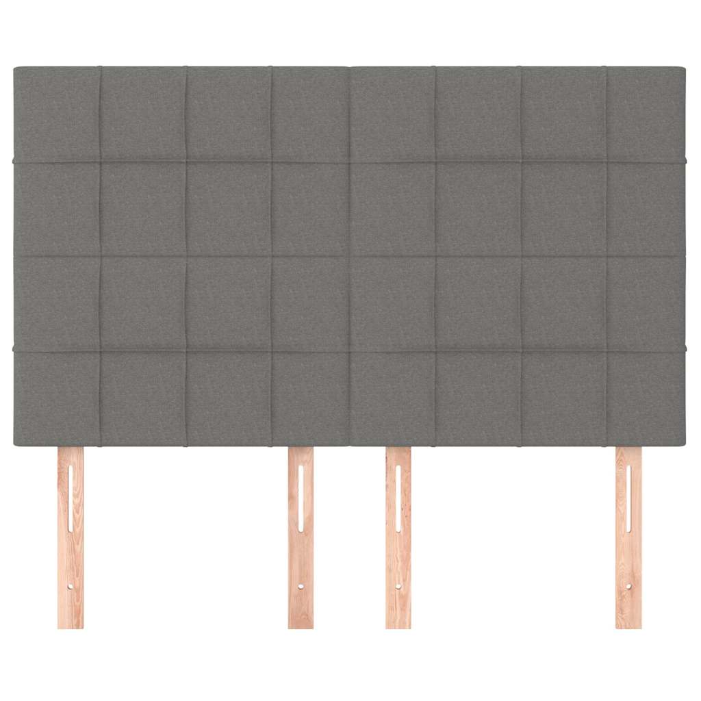 vidaXL Hoofdbord donkergrijs 144x5x118/128 cm Stof grijs, foto 2