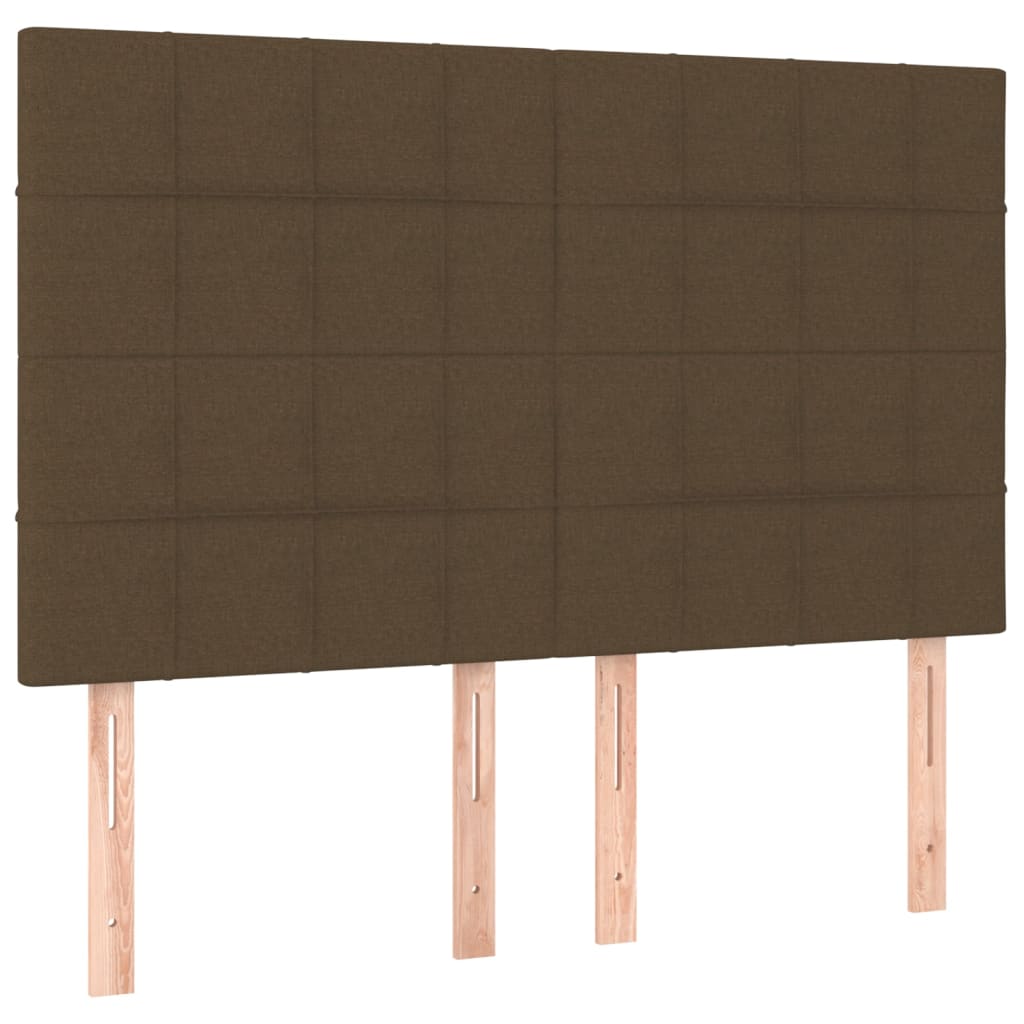 vidaXL Čela postele 4 ks tmavě hnědá 72 x 5 x 78/88 cm textil