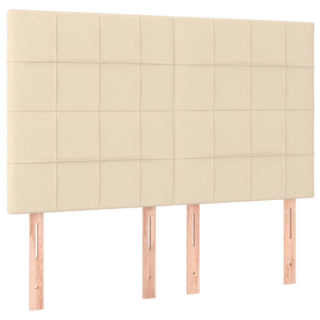vidaXL Tăblie de pat crem 144x5x118/128 cm, material textil