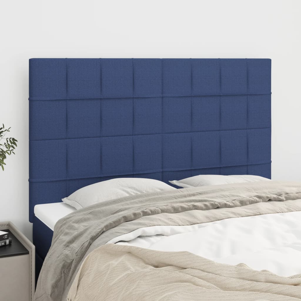 Čela postele 4 ks modrá 72 x 5 x 78/88 cm textil