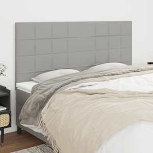 Vzglavje za posteljo svetlo sivo 180x5x118/128 cm blago