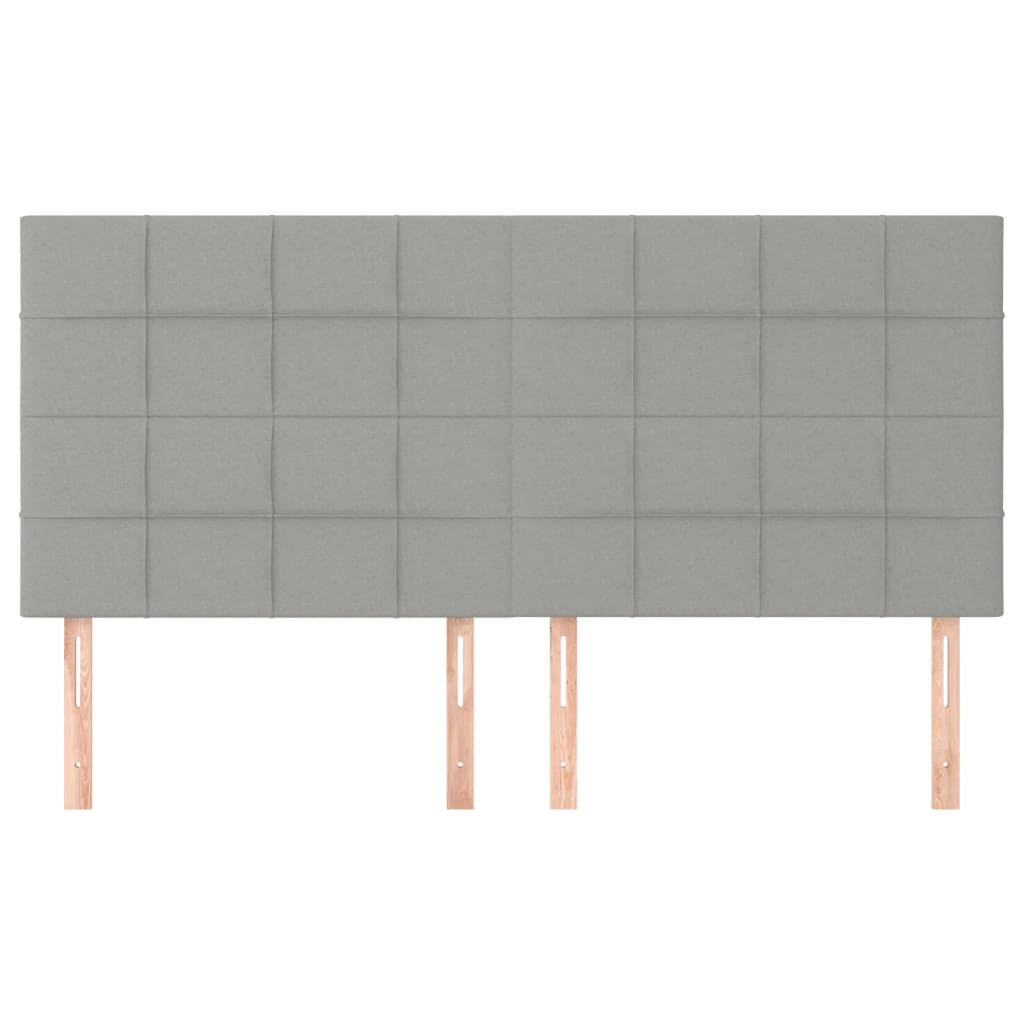 vidaXL Hoofdborden 4 st 100 x 5 x 78/88 cm stof lichtgrijs afbeelding