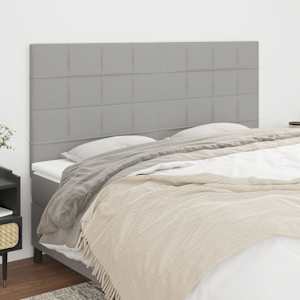 Vzglavje za posteljo svetlo sivo 200x5x118/128 cm blago