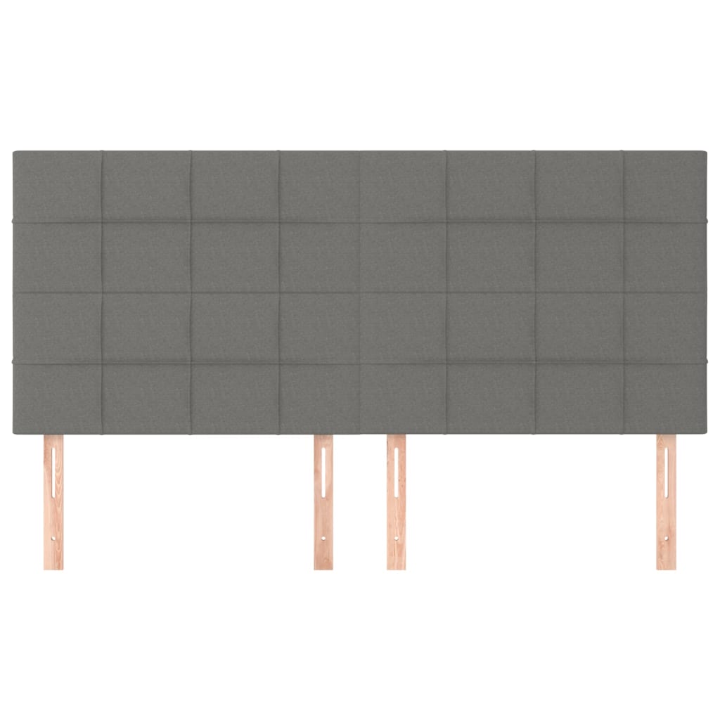 vidaXL Hoofdborden 4 st 100x5x78/88 cm stof donkergrijs afbeelding