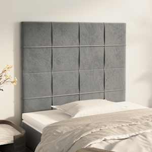 Čelo postele světle šedé 90x5x118/128 cm sametové - obrázek 1