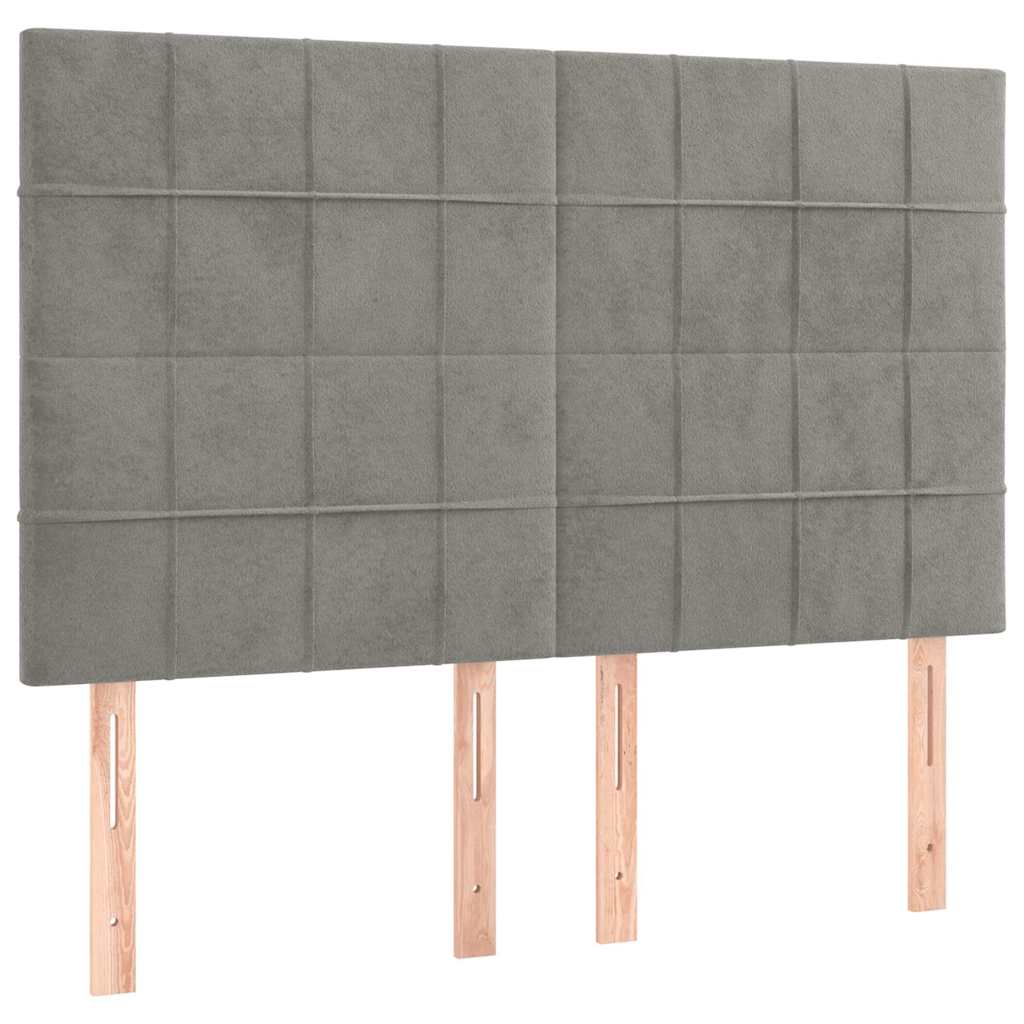 vidaXL Hoofdbord lichtgrijs 144x5x118/128 cm fluweel grijs, foto 3