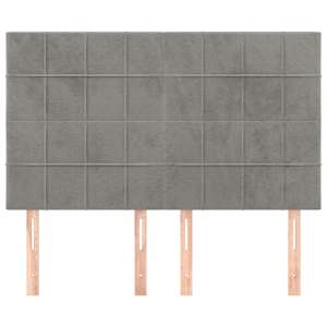Čelo postele světle šedé 144x5x118/128 cm sametové - obrázek 3