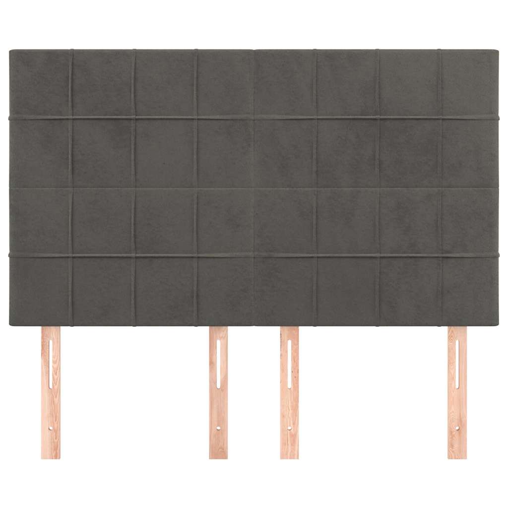 vidaXL Hoofdbord donkergrijs 144x5x118/128 cm Fluweel grijs, foto 2