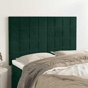 Vzglavje postelje temno zeleno 144x5x118/128 cm žamet
