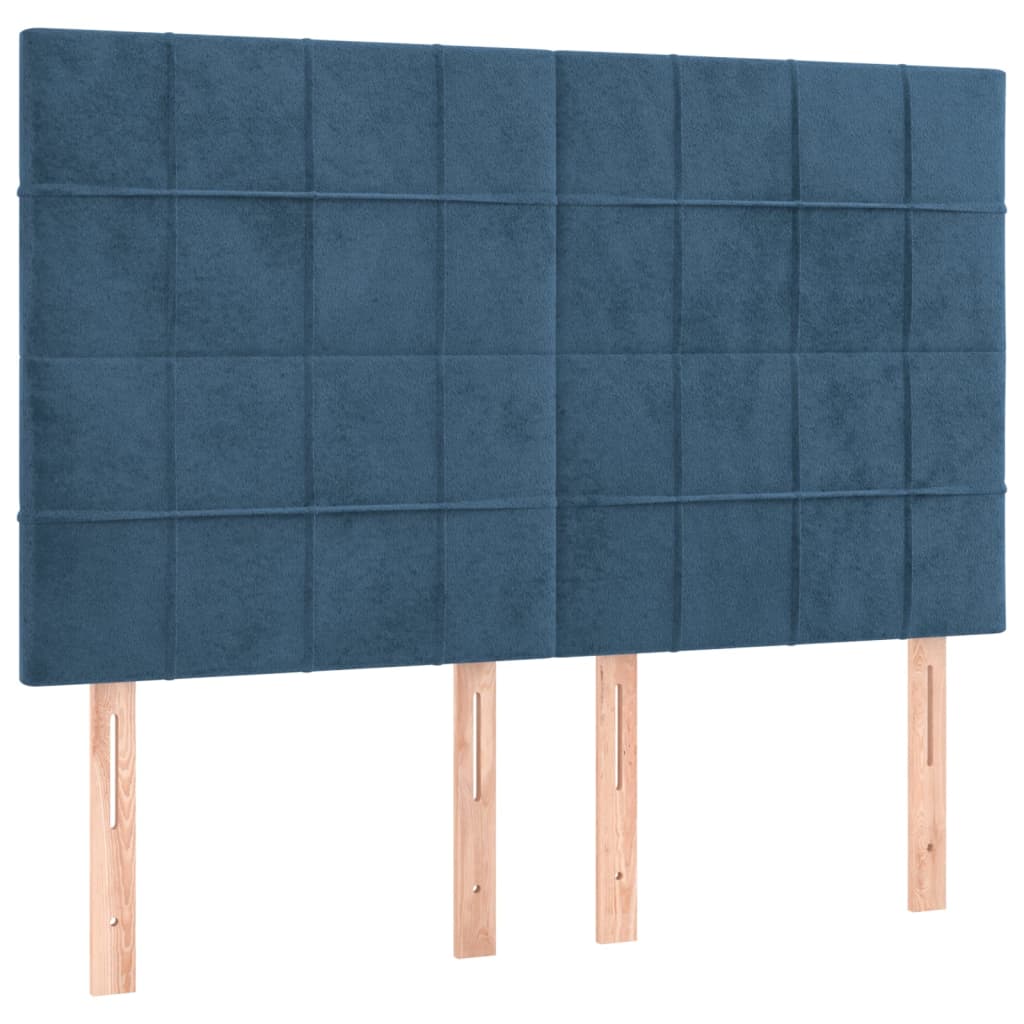 vidaXL Čela postele 4 ks tmavě modrá 72 x 5 x 78/88 cm samet
