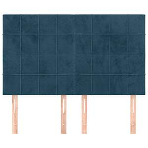 Čelo postele tmavě modré 144x5x118/128 cm sametové - obrázek 3