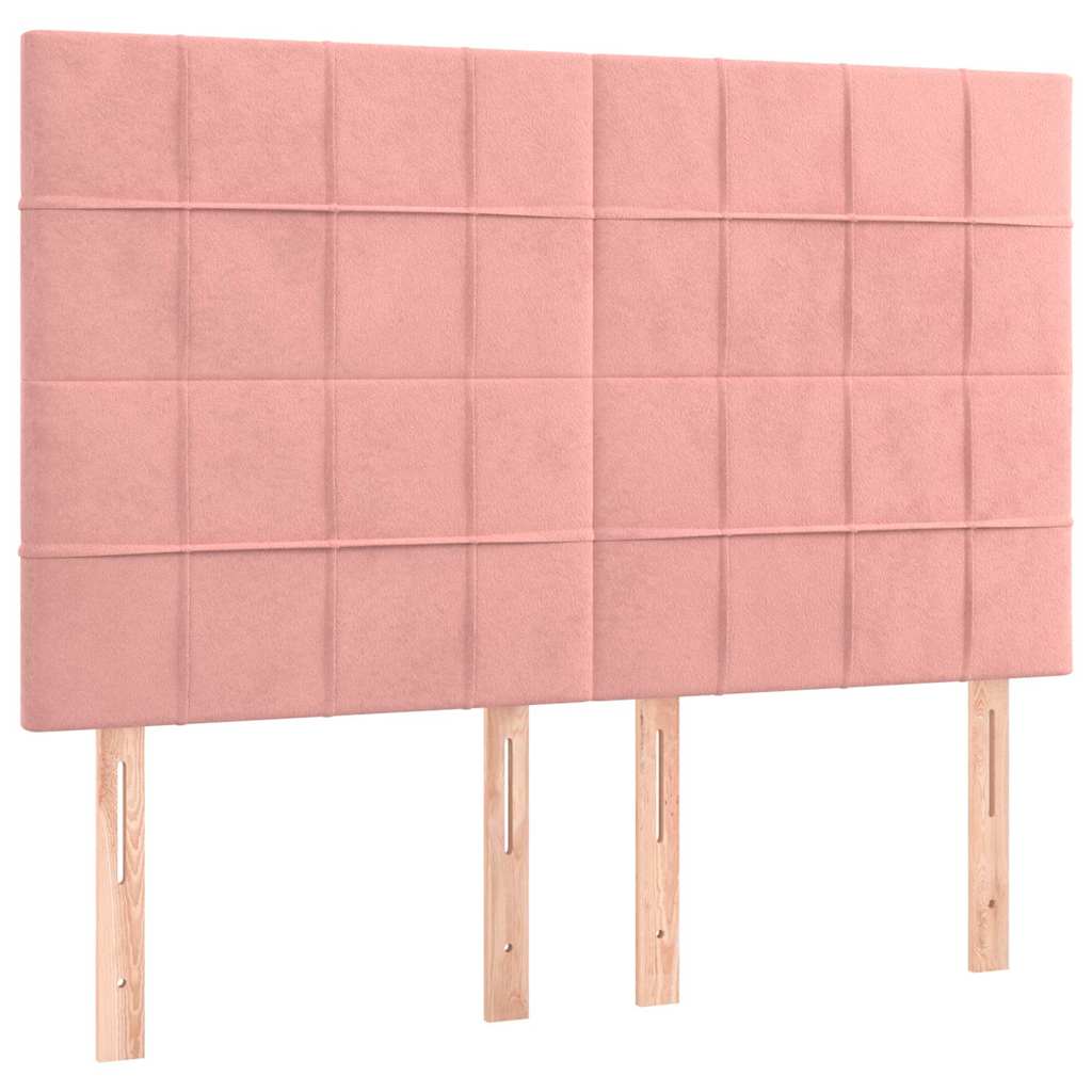 vidaXL Tăblie de pat roz 144x5x118/128 cm catifea