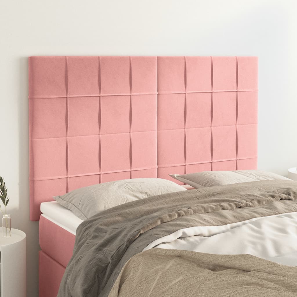 vidaXL Kopfteile 4 Stk. Rosa 72x5x78/88 cm Samt