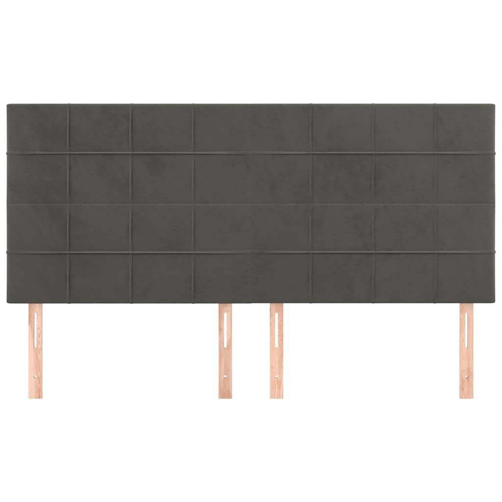 vidaXL Hoofdbord donkergrijs 160x5x118/128 cm Fluweel grijs, foto 2