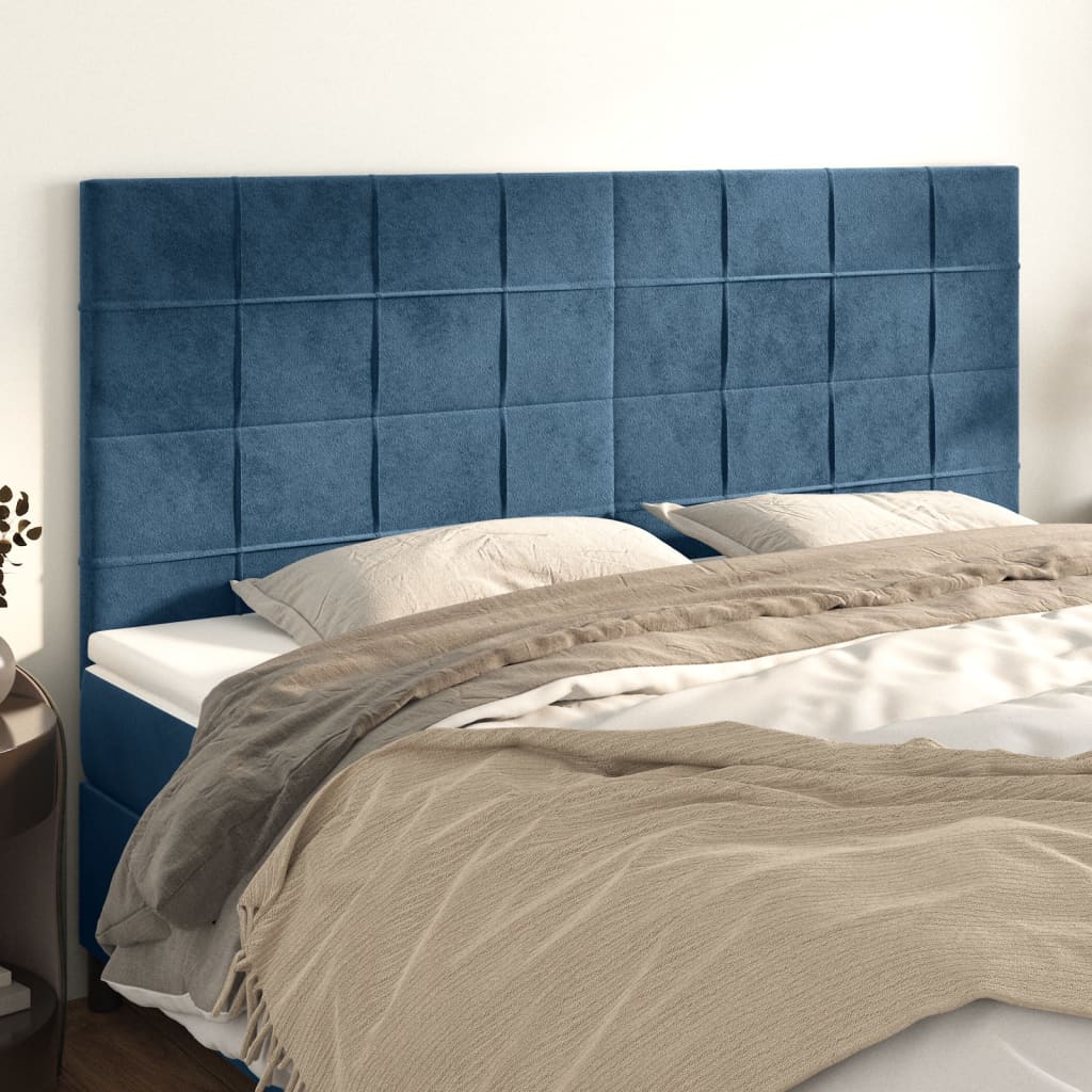 Čelo postele 4 ks tmavě modré 80 x 5 x 78/88 cm samet