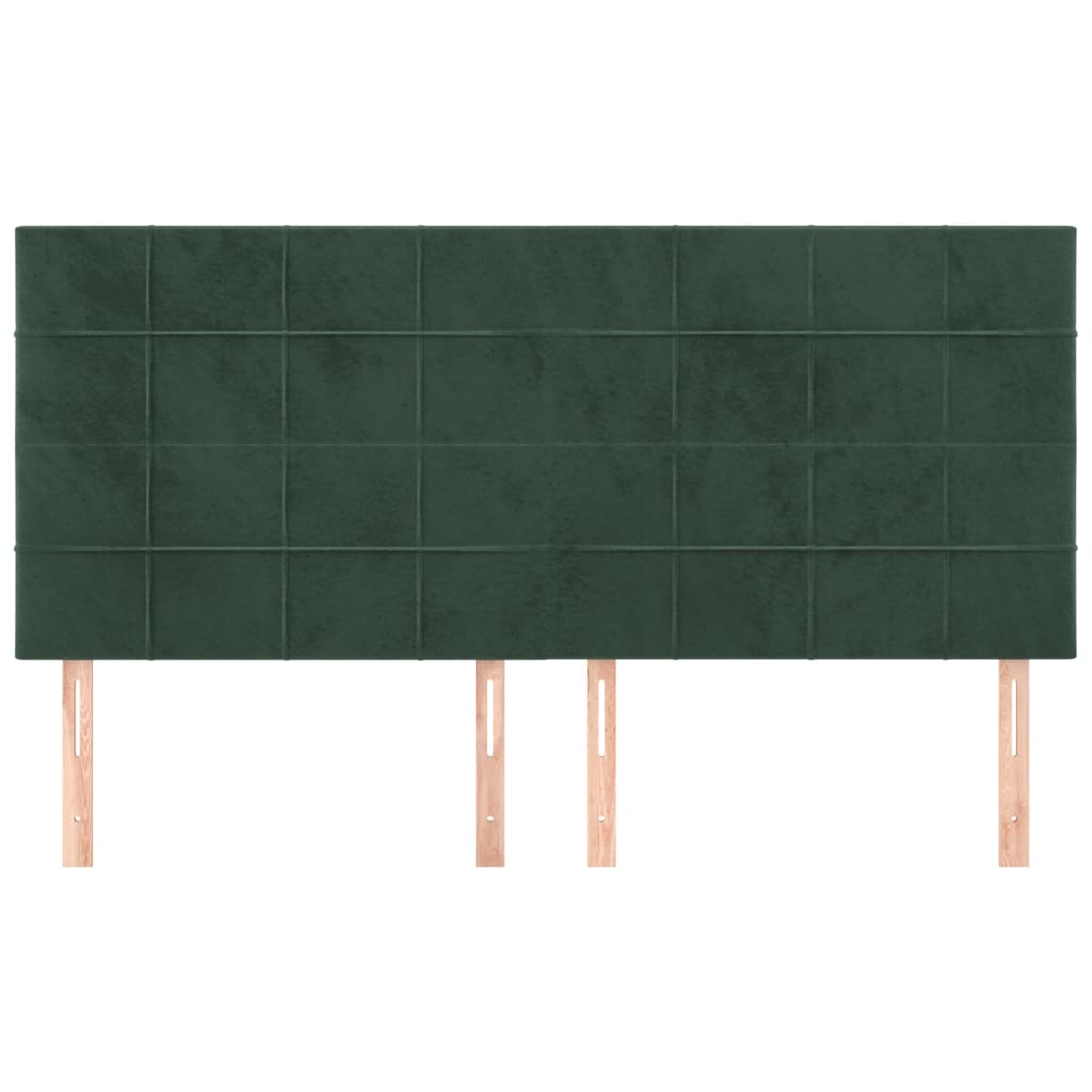 vidaXL Hoofdborden 4 st 90x5x78/88 cm fluweel donkergroen afbeelding