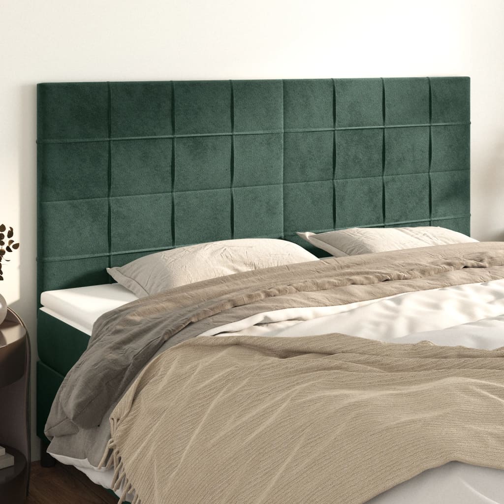 vidaXL Kopfteile 4 Stk. Dunkelgrün 90x5x78/88 cm Samt