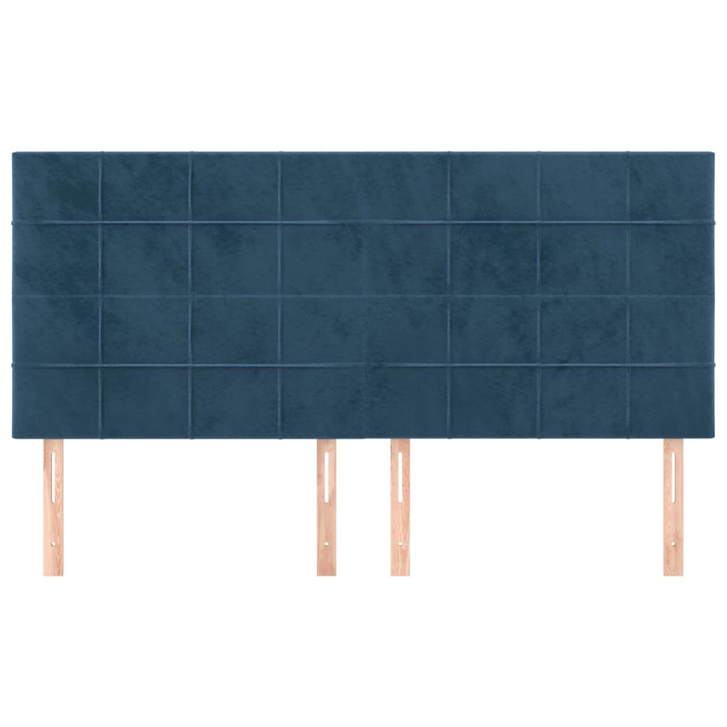 vidaXL Hoofdborden 4 st 90x5x78/88 cm fluweel donkerblauw afbeelding