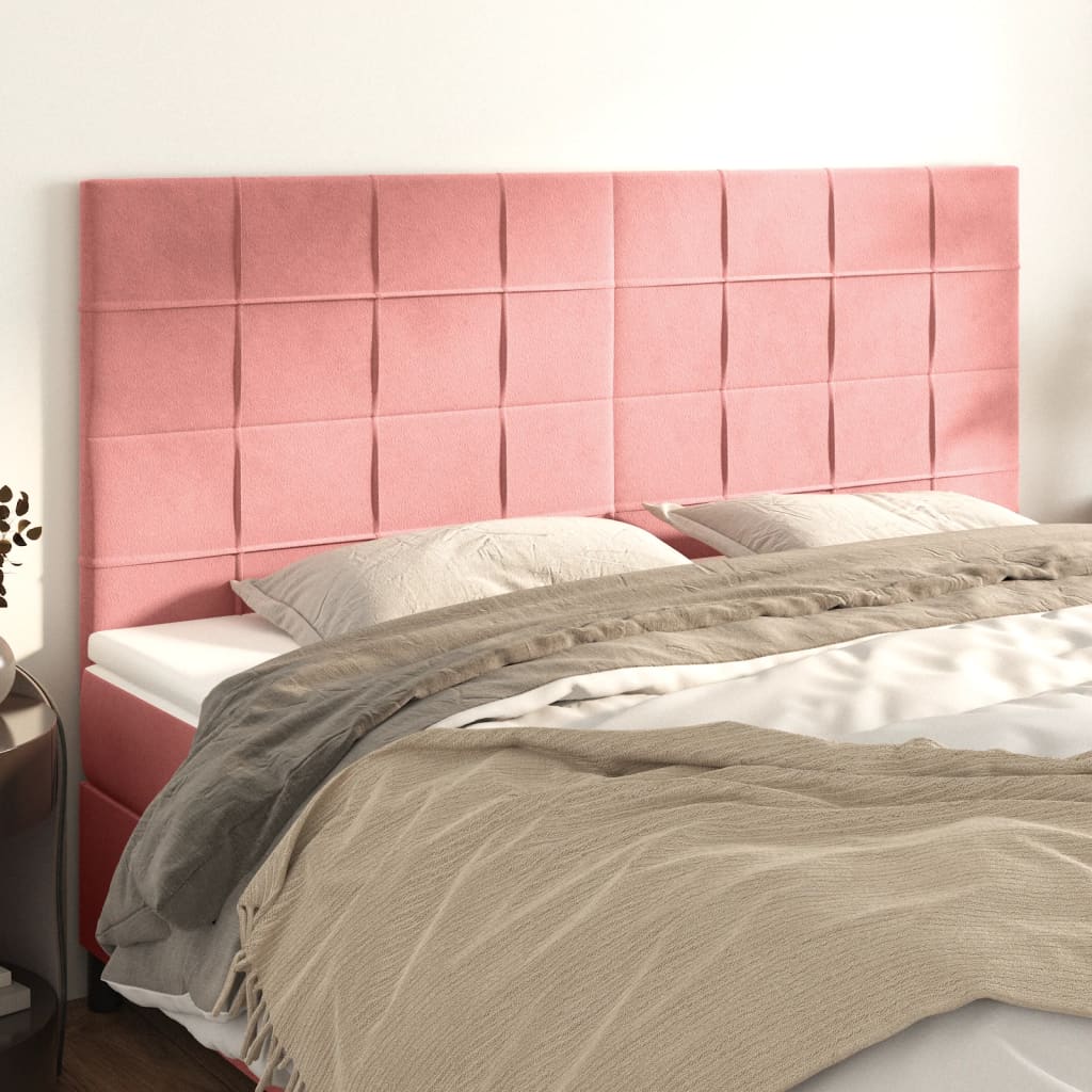 Čelo postele 4 ks růžové 90x5x78/88 cm samet