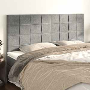 Čelo postele světle šedé 200 x 5 x 118/128 cm sametové - obrázek 1