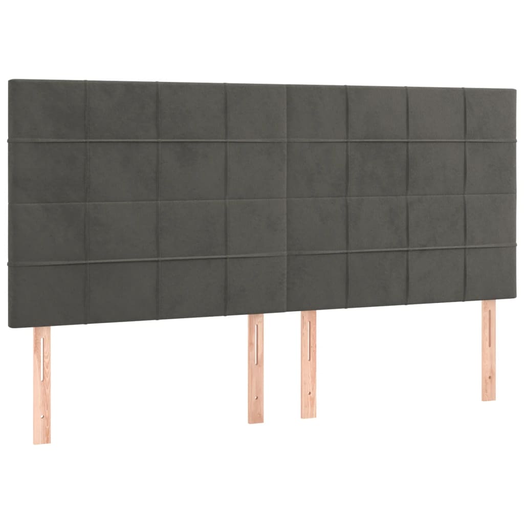 vidaXL Čelo postele 4 ks tmavě šedé 100 x 5 x 78/88 cm samet