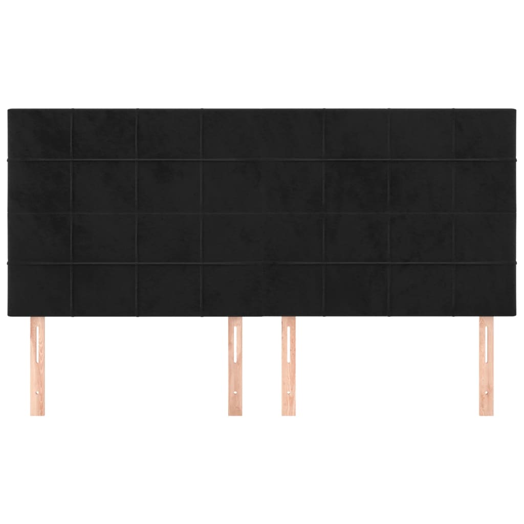 vidaXL Hoofdborden 4 st 100x5x78/88 cm fluweel zwart afbeelding