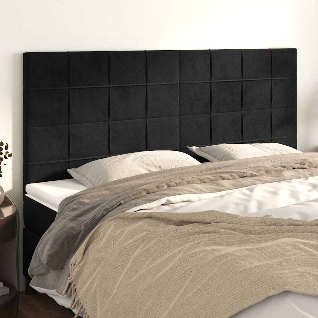 vidaXL Kopfteil Schwarz 200 x 5 x 118/128 cm Samt