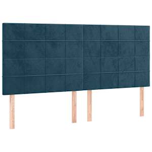 Čelo postele tmavě modré 200x5x118/128 cm sametové - obrázek 2