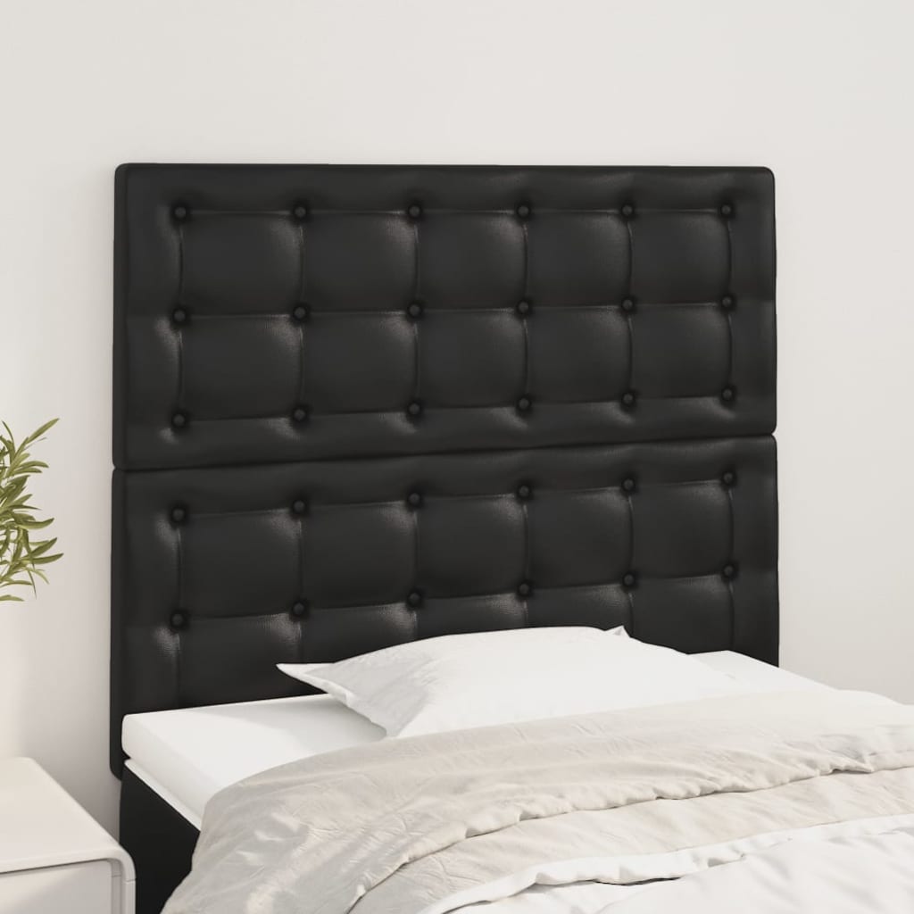 vidaXL Tăblii de pat, 2 buc, negru, 80x5x78/88 cm, piele ecologică