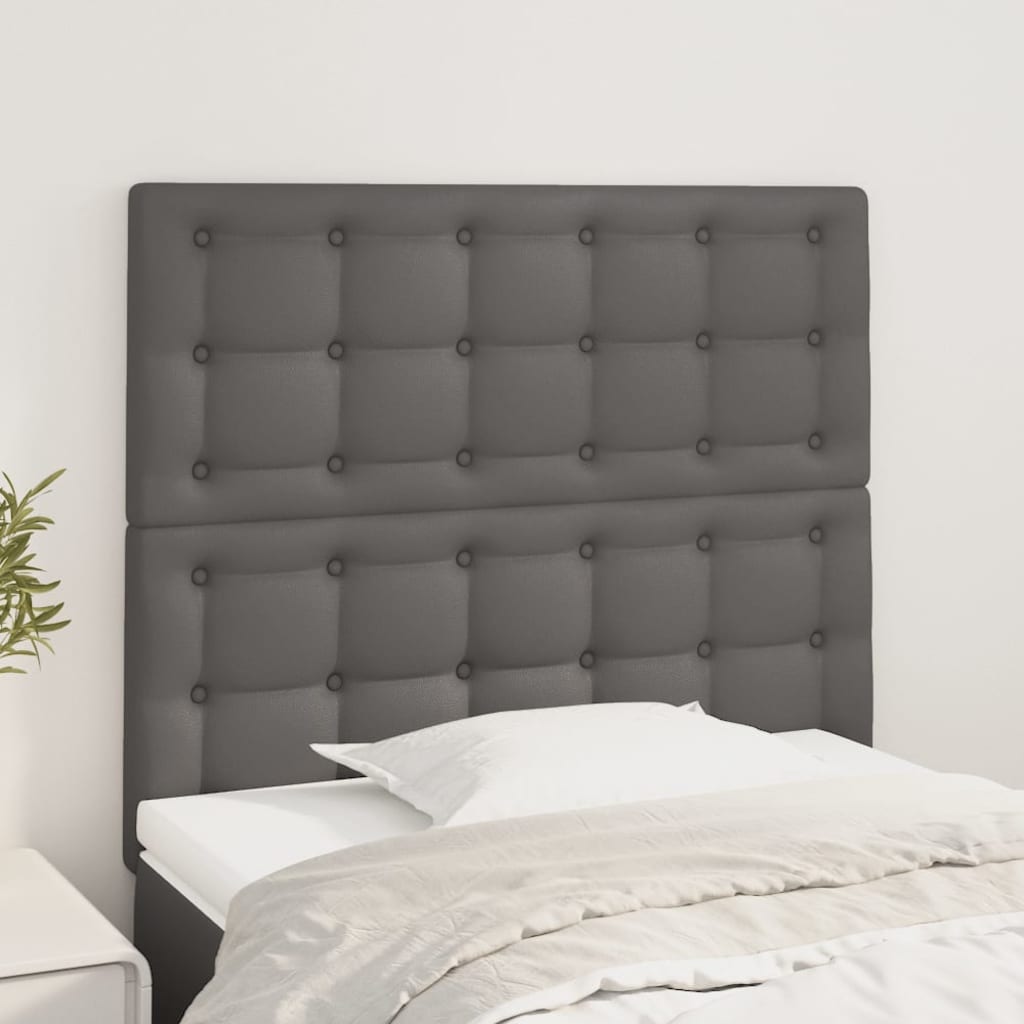 vidaXL Tăblii de pat, 2 buc, gri, 100x5x78/88 cm, piele ecologică