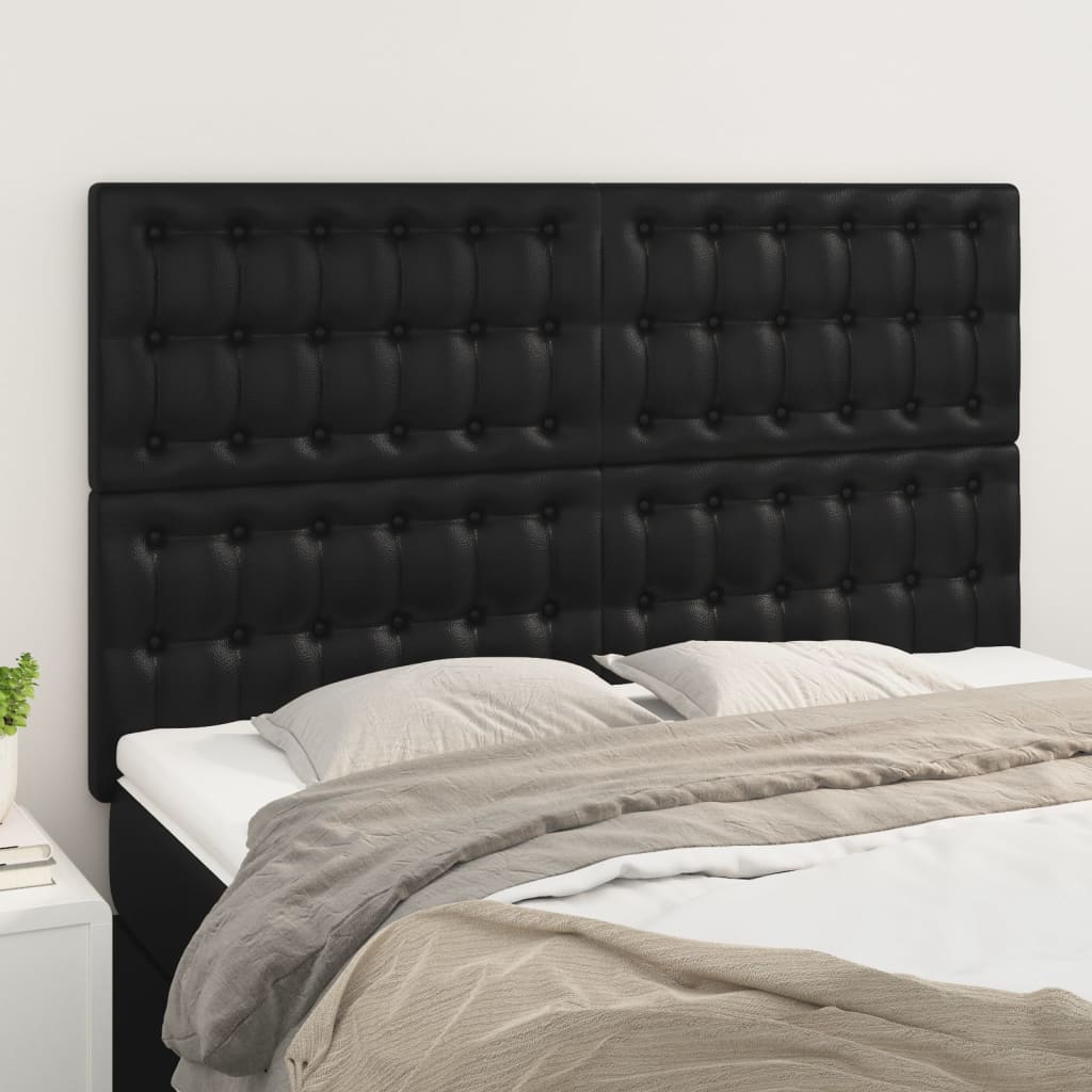 vidaXL Tăblii de pat, 4 buc, negru, 72x5x78/88 cm, piele ecologică