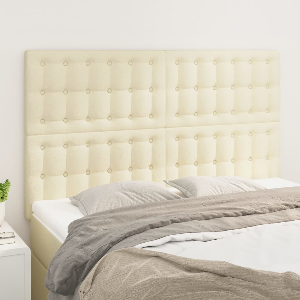 vidaXL Cabeceira de cama 4 pcs couro artificial 72x5x78/88 cm creme