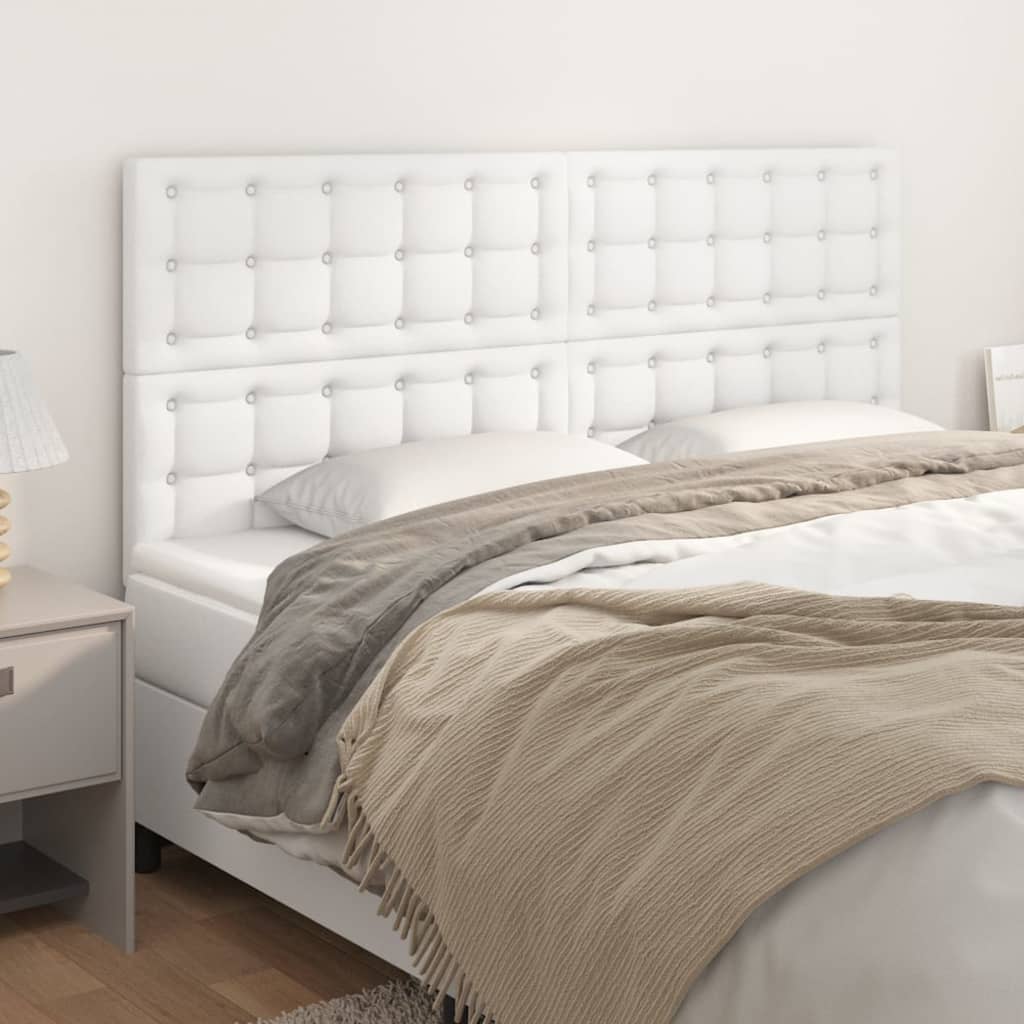 vidaXL Tăblii de pat, 4 buc, alb, 80x5x78/88 cm, piele ecologică