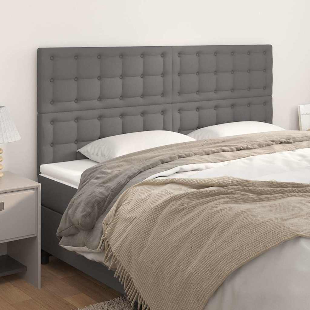 vidaXL Kopfteil Grau 160x5x118/128 cm Kunstleder