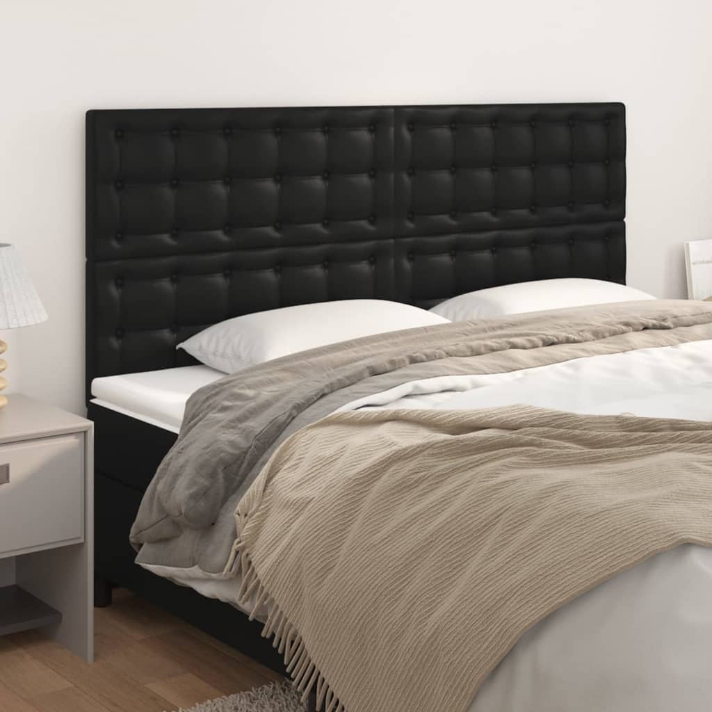 vidaXL Tăblii de pat, 4 buc, negru, 90x5x78/88 cm, piele ecologică