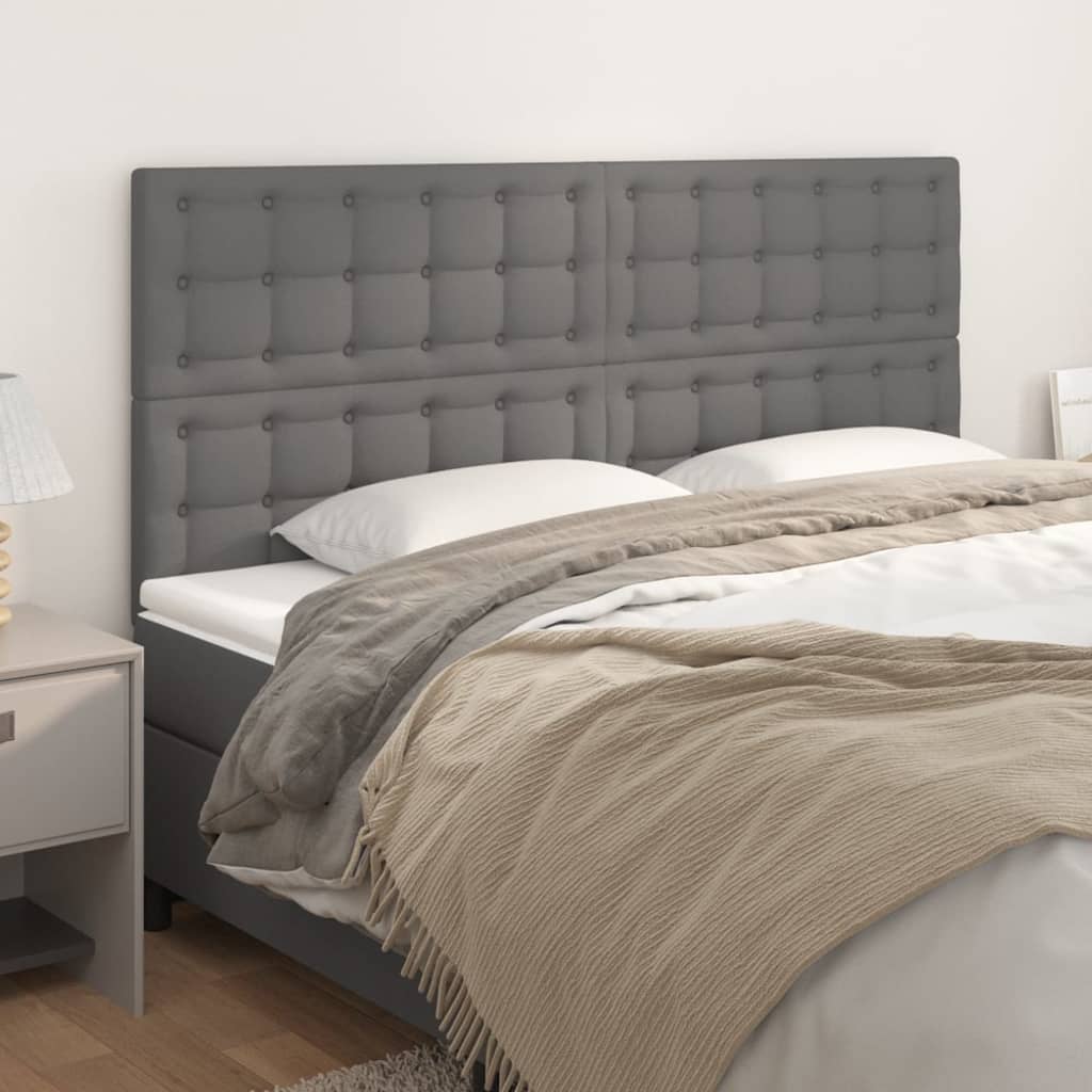 vidaXL Tăblii de pat, 4 buc, gri, 90x5x78/88 cm, piele ecologică