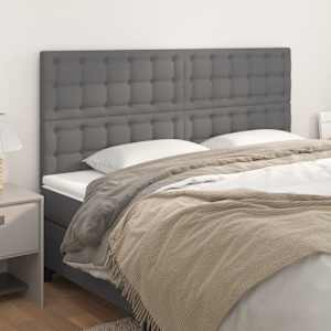 Vzglavje postelje sivo 180x5x118/128 cm umetno usnje