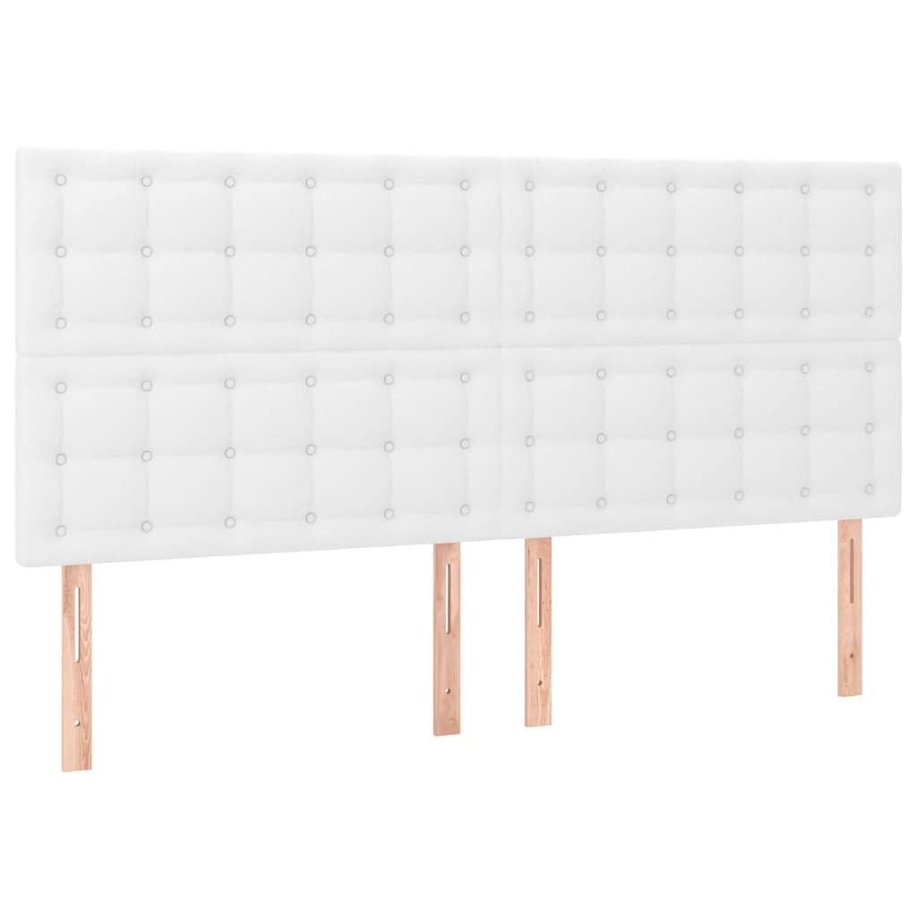 vidaXL Tăblie de pat albă 200x5x118/128 cm piele ecologică
